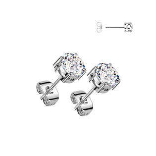 NUBIS® Titanové náušnice s moissanity 6,5mm (2x1ct) - TM027