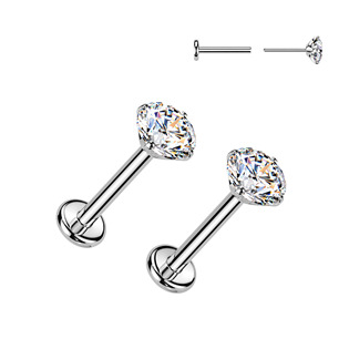 NUBIS® Titanové náušnice PUSH-IN s moissanity 3mm (2 x 0.11ct) - TM031-03