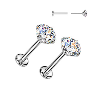 NUBIS® Titanové náušnice PUSH-IN s moissanity 4mm (2 x 0.25ct) - TM031-04