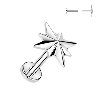 Levně Piercing do brady hvězdička - PUSH IN labreta TITAN - TIT1644