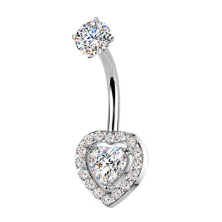 Levně Ocelový piercing do pupíku srdce - BS1076