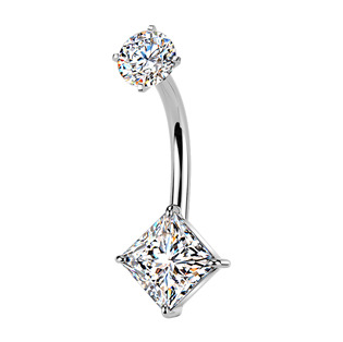 Levně Ocelový piercing do pupíku čtverec - BS1075