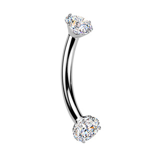 Luxusní piercing do obočí s Moissanity 2 x 0.11 ct, TITAN - TM039
