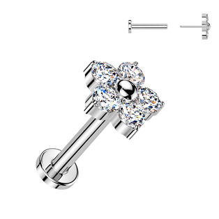Levně Piercing do brady kytička - PUSH IN labreta TITAN - TIT1638-1006