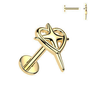Levně Zlacený piercing do ucha nebo brady - labreta - LB1157GD-1206