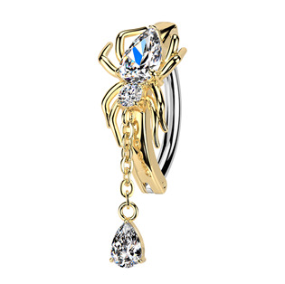 Levně Zlacený piercing do pupíku pavouk - WP0111-GD