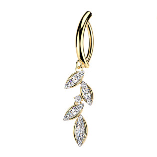 Levně Zlacený piercing do pupíku se štítem - WP0115-GD
