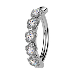 Levně Piercing do pupíku s kytičkami - WP0104