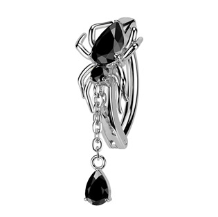 Levně Piercing do pupíku pavouk, černé zirkony - WP0111-K