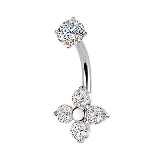 Levně Ocelový piercing do pupíku kytička - BS1067