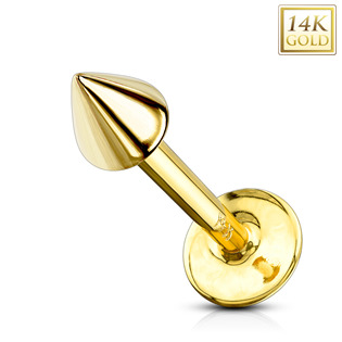 Levně Zlatý piercing do brady - labreta, 1,2 x 8 mm - ZL01103-1208-YG