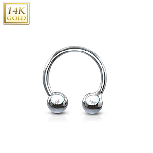 Levně Zlatý piercing - podkova, 1,6 x 12 mm, Au 585/1000 - ZL01111-1612-WG