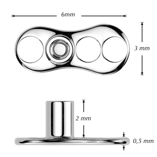 MD030C-05 Kompletní microdermal piercing 1,2 mm - čirý zirkon