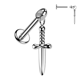 Levně Piercing do ucha - labreta dýka TITAN, 1,2 x 6 mm - TIT1640-1206