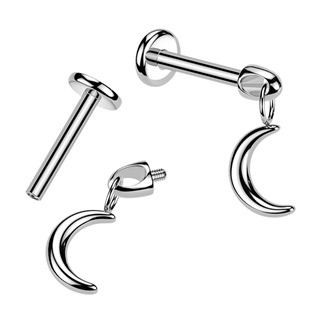 TIT1641-1206 Piercing do ucha - labreta měsíc TITAN, 1,2 x 6 mm