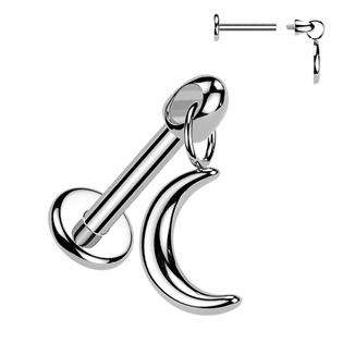 Levně Piercing do ucha - labreta měsíc TITAN, 1,2 x 6 mm - TIT1641-1206