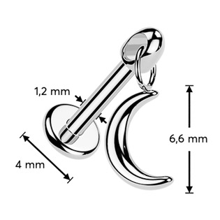 TIT1641-1206 Piercing do ucha - labreta měsíc TITAN, 1,2 x 6 mm