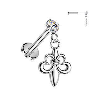 Levně Piercing do ucha PUSH IN labreta skautská lilie - LB1156