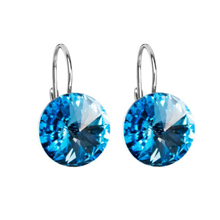Levně EVOLUTION GROUP CZ Stříbrné náušnice s krystaly Crystals from Swarovski® Aqua - 31106.3 Aqua