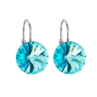 Levně EVOLUTION GROUP CZ Stříbrné náušnice s krystaly Crystals from Swarovski® Light Turquoise - 31106.3 Light Turquoise