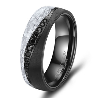 Levně MARRYA® Dámský snubní prsten BLACK TITANIUM + Karbon se zirkony - velikost 51 - BT-13ZR-51