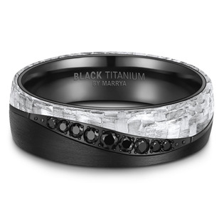 BT-13ZR-50 Dámský snubní prsten BLACK TITANIUM + Karbon se zirkony