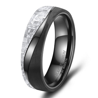 Levně MARRYA® Pánský snubní prsten BLACK TITANIUM + Karbon - velikost 62 - BT-13P-62