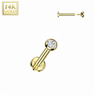 Levně Zlatý piercing do brady - labreta 1,2 x 8 mm, Au 585/1000 - ZL01282-12083
