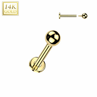 Levně Zlatý piercing do brady - labreta 1,2 x 8 mm, Au 585/1000 - ZL01281-12083