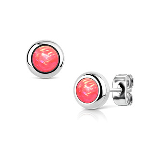 Levně NUBIS® Ocelové náušnice s opály 4 mm - NBP77-OP57