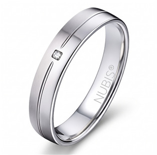 NUBIS® NSS3017 Snubní ocelový prsten se zirkonem, šíře 4 mm - velikost 56 - NSS3017-ZR-56