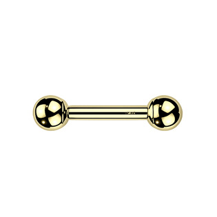 Levně Zlatý piercing cartilage - činka 1,2 x 6 mm, kuličky 3 mm, Au 585/1000 - ZL01280-1206