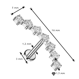 LB1161-1206 Piercing do brady se zirkony