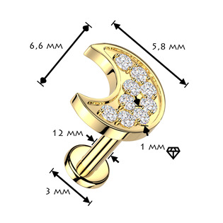 LB1164GD-1206 Zlacený piercing do brady - měsíc