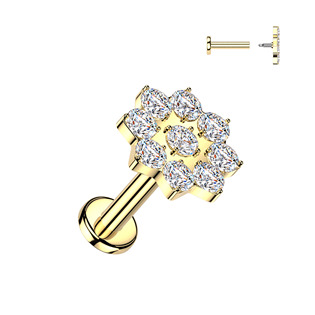 LB1163GD-1206 Zlacený piercing do brady kytička
