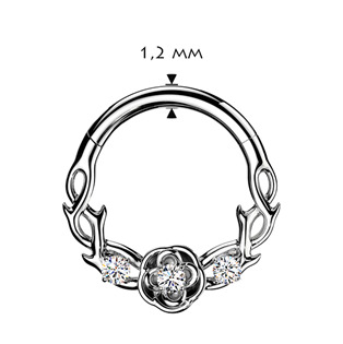 SG141-1208 Ocelový piercing - segment kruh s kytičkami