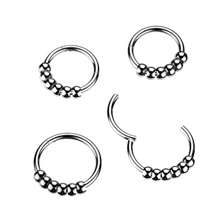 SG139-1210 Ocelový piercing - segment kruh s kuličkami