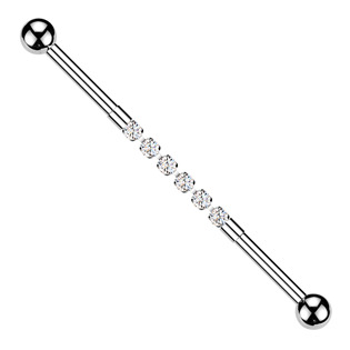 ID01050-GD Zlacený idustrial piercing s kamínky