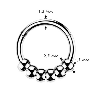 SG139-1210 Ocelový piercing - segment kruh s kuličkami