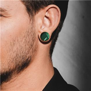 PL01250K-16 Skleněný plug do ucha černý, průměr 16 mm