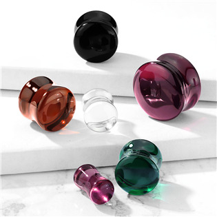 PL01250G-16 Skleněný plug do ucha zelený, průměr 16 mm