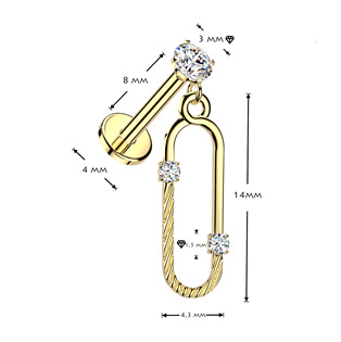 LB1165-GD Zlacený PUSH IN Piercing do ucha - labreta