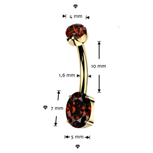 TIT1780-R Pozlacený piercing do pupíku - TITAN