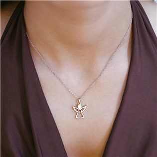 EG3018 Ocelový náhrdelník anděl se Swarovski krystalem