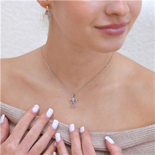 EG3019 Ocelový náhrdelník anděl se Swarovski krystalem