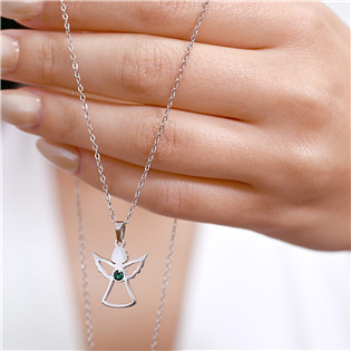 EG3023 Ocelový náhrdelník anděl se Swarovski krystalem