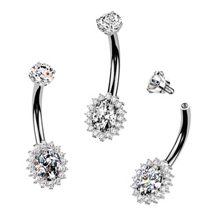 TM045 Luxusní piercing do pupíku s MOISSANITY