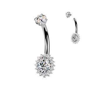 TM045 Luxusní piercing do pupíku s MOISSANITY