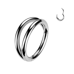 SG147-1210 Dvojitý ocelový segment kruh - helix / cartilage / tragus piercing
