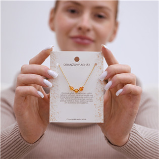 EG2259 Ocelový náhrdelník s oranžovým achátem